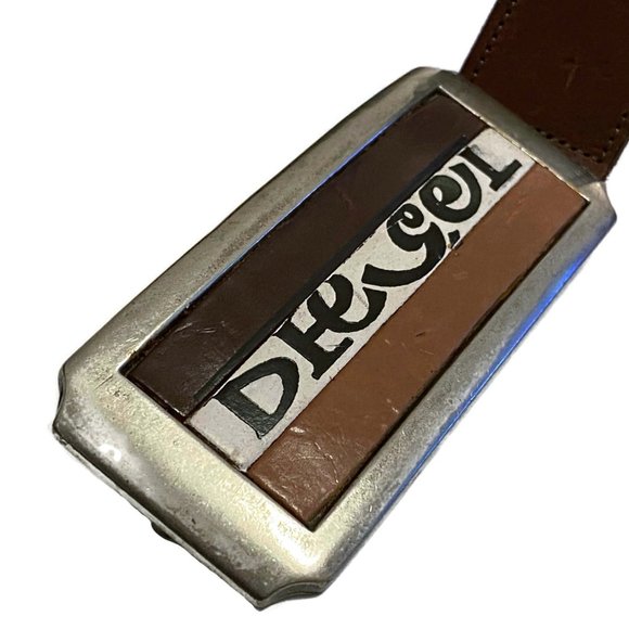 Diesel Wide Logo Large Leather Belt & Buckle - Picture 4 of 6